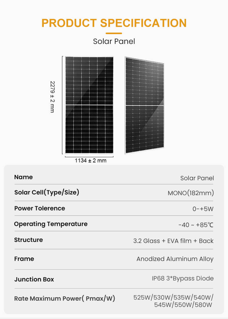 550w Monocrystalline Solar Panel 