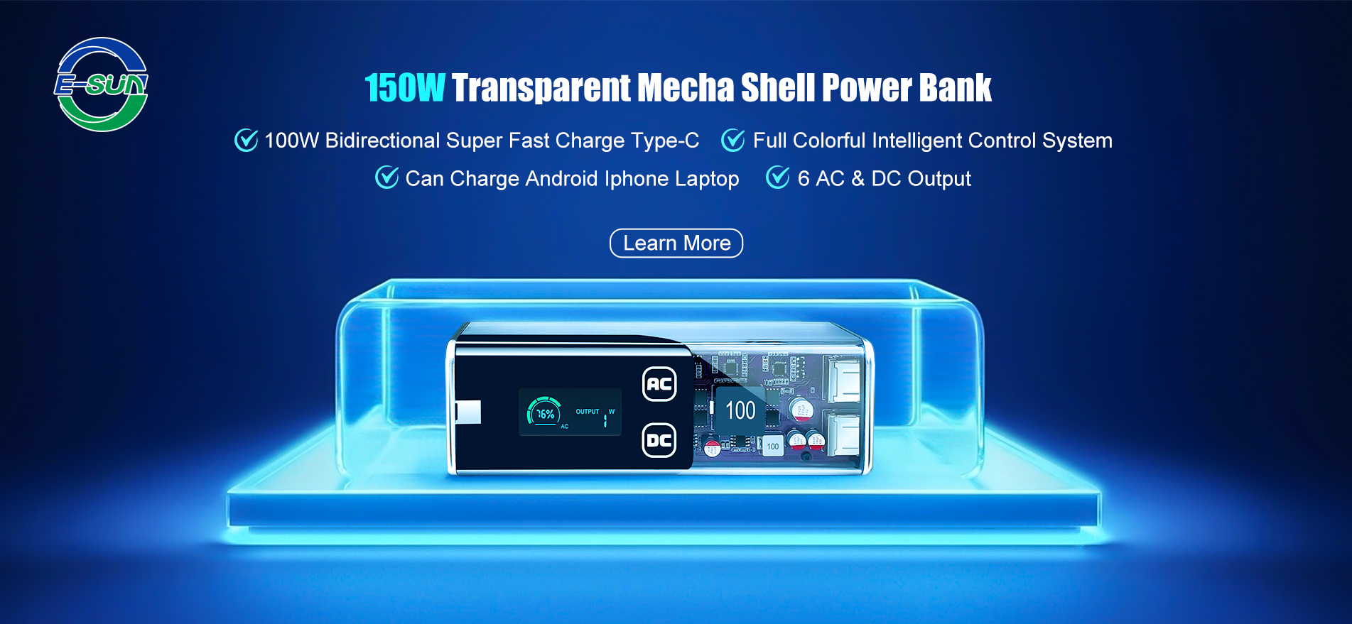 150W Transparent Mecha Shell Power Bank